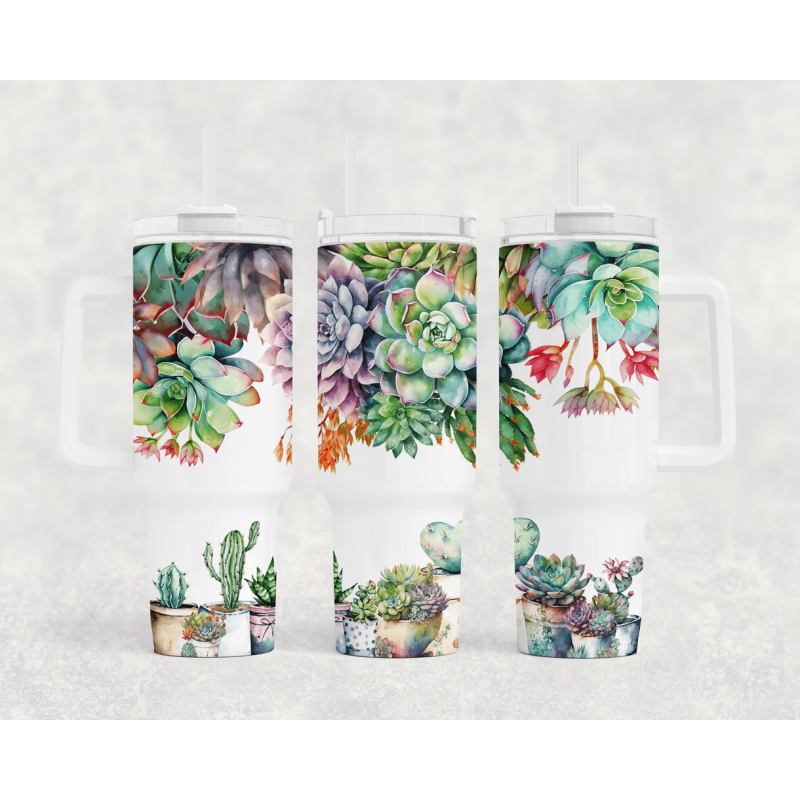 Succulents 40oz Tumbler (customisable)
