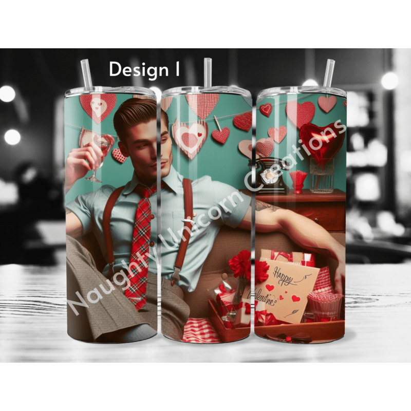 50s Style Male Pin Up Valentines 20oz Tumbler (Multi Designs)