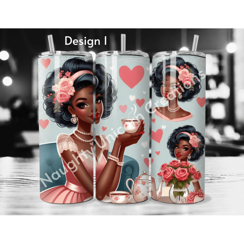 A4 Sublimation Print - 50s Style Black Pin Up Designs sized for 20oz Tumblers