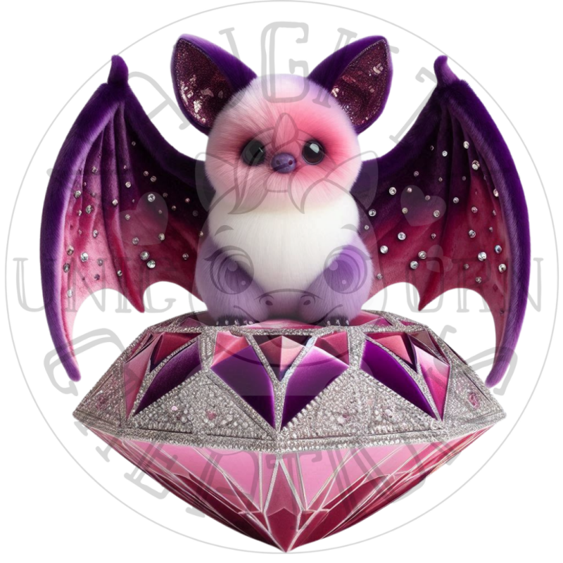 UVDTF - Bats Velvet and Gemstones (Medium 3-4 Inch)