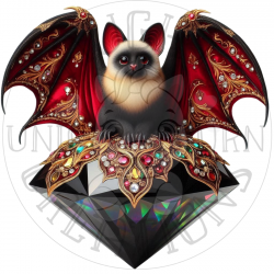 UVDTF - Bats Velvet and Gemstones (Medium 3-4 Inch)