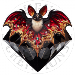 UVDTF - Bats Velvet and Gemstones (Medium 3-4 Inch)
