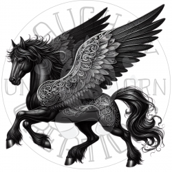 UVDTF - Horses Black and Silver Gothic Dark Fantasy (Medium 3-4 Inch)