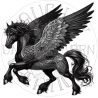 UVDTF - Horses Black and Silver Gothic Dark Fantasy (Medium 3-4 Inch)