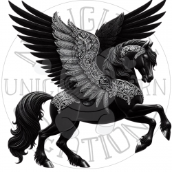 UVDTF - Horses Black and Silver Gothic Dark Fantasy (Medium 3-4 Inch)