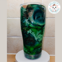 RTS - Green and Copper Ink Swirl 30oz Curve Tumbler