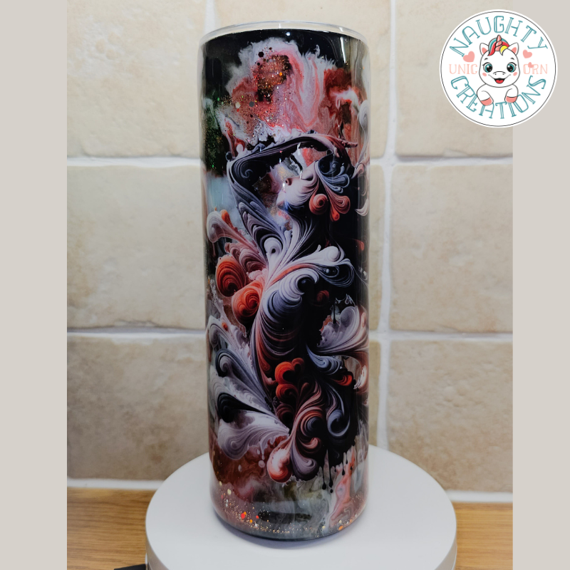 RTS - Beautiful Dancer on Orange and Grey Ink Swirl 20oz Tumbler