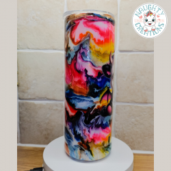 RTS - Pink Moo-Bat on a Rainbow Ink Swirl 20oz Tumbler