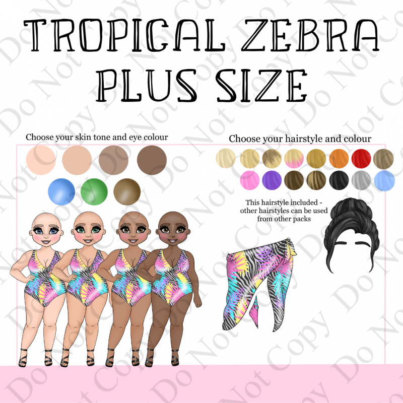 Custom UVDTF - Dolly Design - Tropical Zebra Plus Size