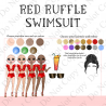 Custom UVDTF - Dolly Design - Red Ruffle Swimsuit