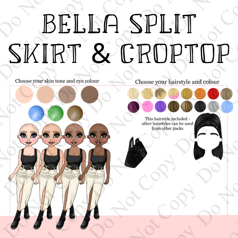 Custom UVDTF - Dolly Design - Bella Split Skirt & Crop Top