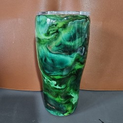 RTS - Green & Copper Ink Swirl 30oz Tumbler