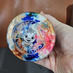 RTS - Pink Moo-Bat on a Rainbow Ink Swirl 20oz Tumbler