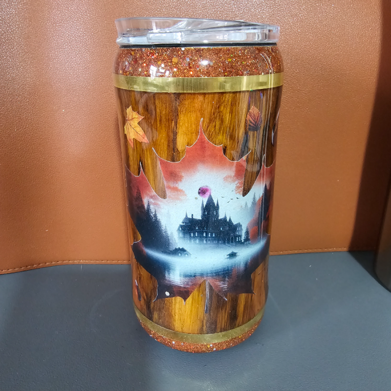RTS - Autumn Barrel 12oz Tumbler (screw on lid)