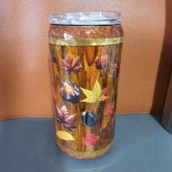 RTS - Autumn Barrel 12oz Tumbler (screw on lid)
