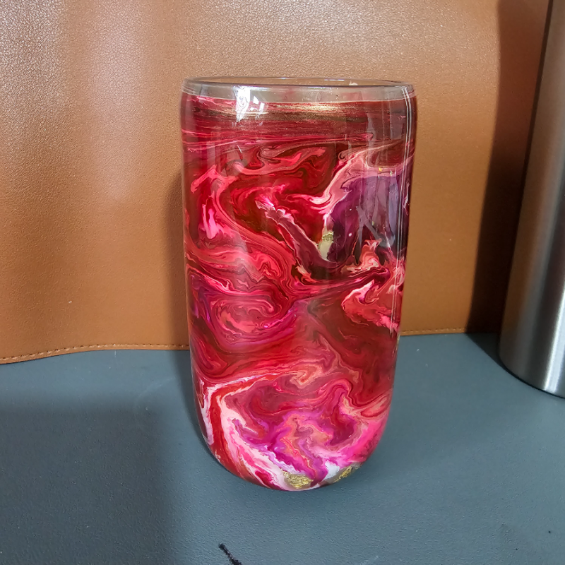 RTS - Deep Red & Gold High Ball Glass