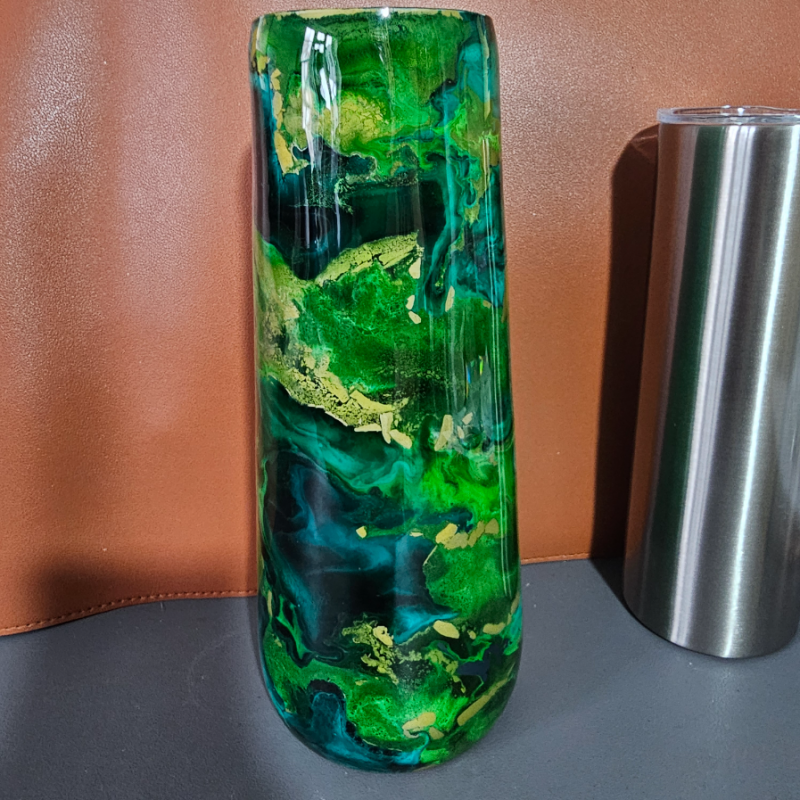 RTS - Fresh Green & Gold Glass Vase