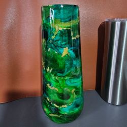 RTS -  Fresh Green & Gold Glass Vase