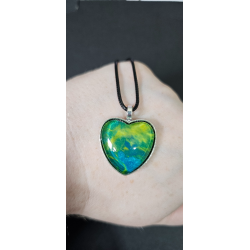 Verdant Heart - Handmade Fluid Art Necklace