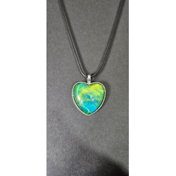 Verdant Heart - Handmade Fluid Art Necklace