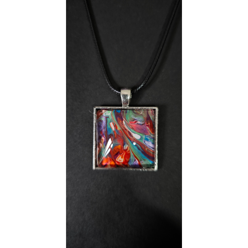 Vibrant Impulse - Handmade Fluid Art Necklace