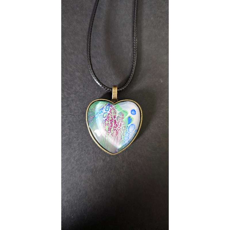 Celestial Heart - Handmade Fluid Art Necklace