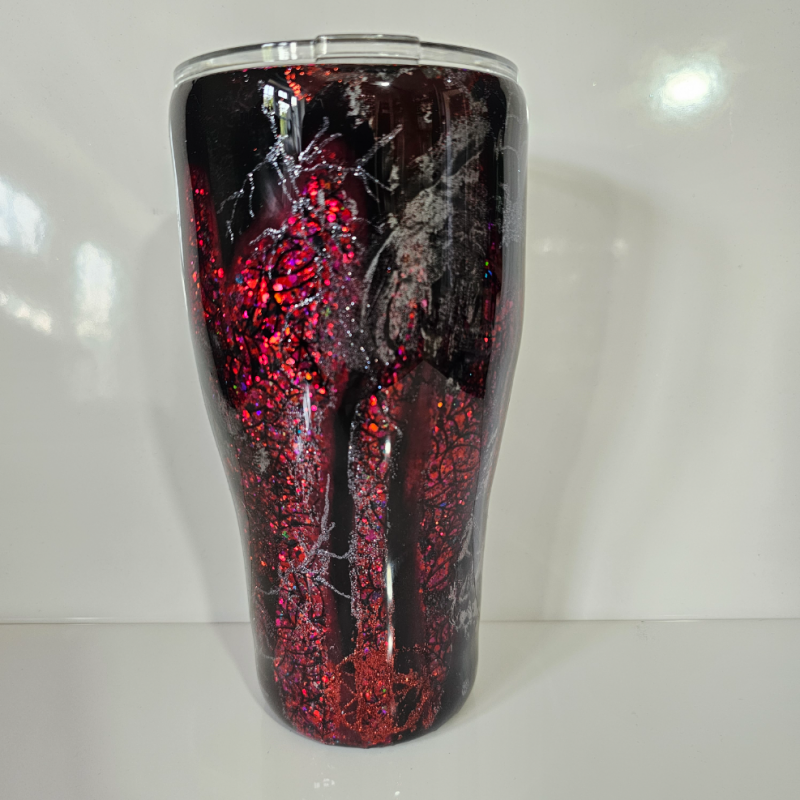 RTS - Crimson Noir Crackle Throwdown 30oz Curve Tumbler